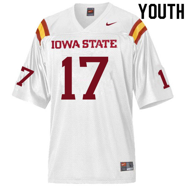Youth #17 Darren Wilson Iowa State Cyclones College Football Jerseys Sale-White - Click Image to Close